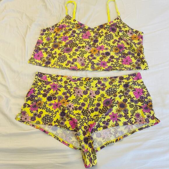 Savage Fenty Women’s Pajama Intimates Set Yellow Floral Set Size XL - Picture 3 of 7